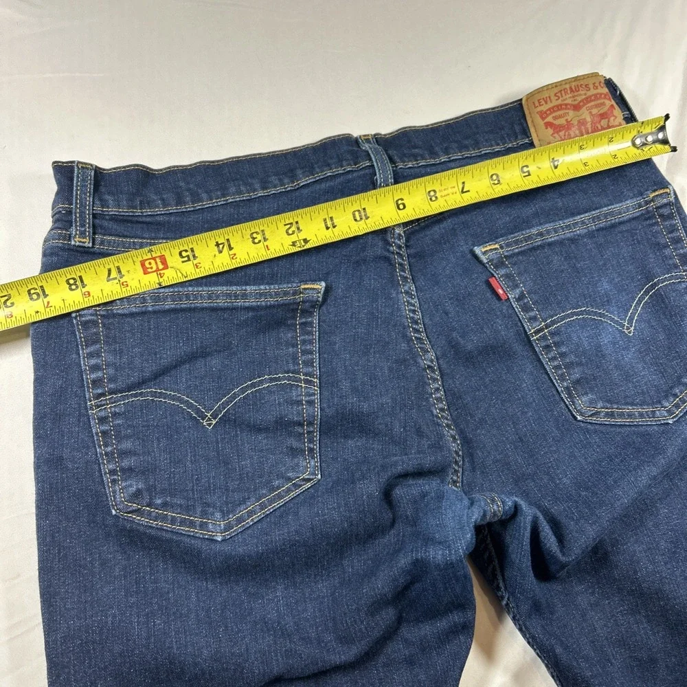 Levis 513 Slim Straight Jeans Men 36 Blue Denim Medium Wash Cotton Stretch 36x34